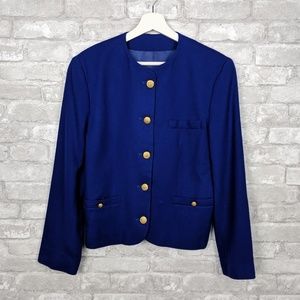 Vintage Jos A Bank Wool Blazer Jacket Blue Gold 8